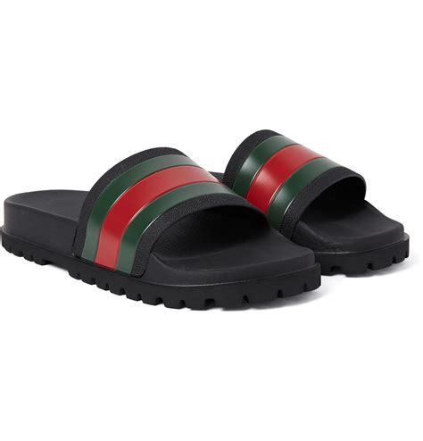 gucci stripe slides|fake gucci slides.